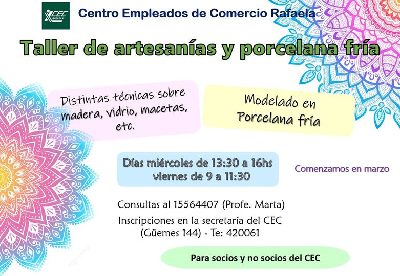 #TalleresCEC Taller de artesanías y porcelana fría