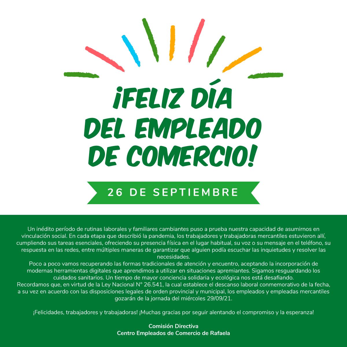 26 de setiembre DÍA DEL EMPLEADO DE COMERCIO