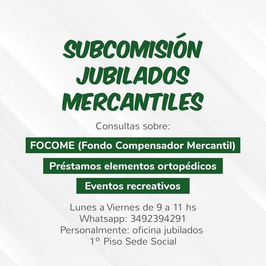 ¡SUBCOMISIÓN JUBILADOS MERCANTILES!