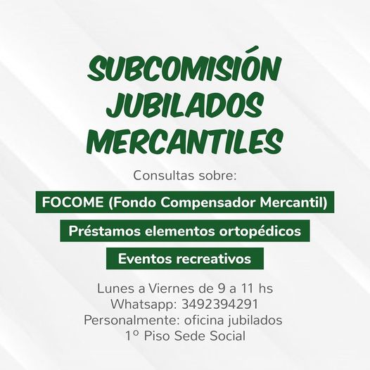 ¡SUBCOMISIÓN JUBILADOS MERCANTILES!