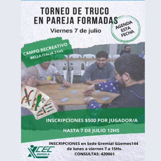 ¡Se viene el Torneo de Truco en parejas formadas!