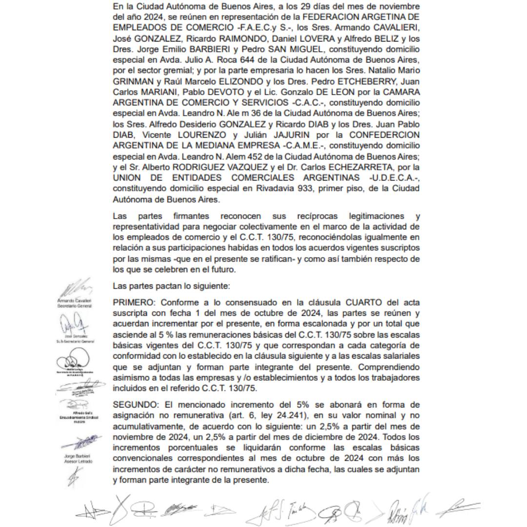 ¡Acuerdo Comercio para Noviembre y Diciembre 2024!