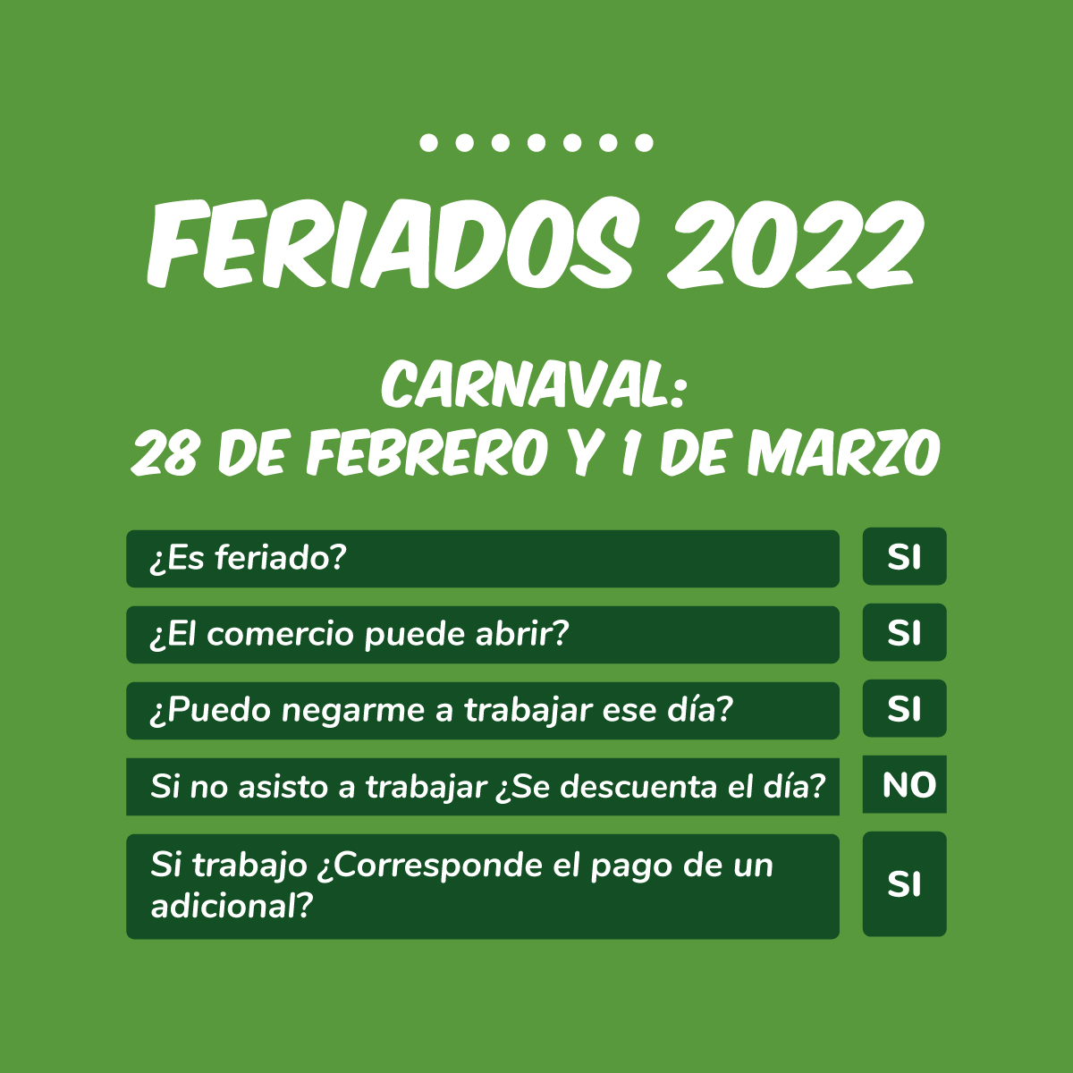 FERIADOS CARNAVAL