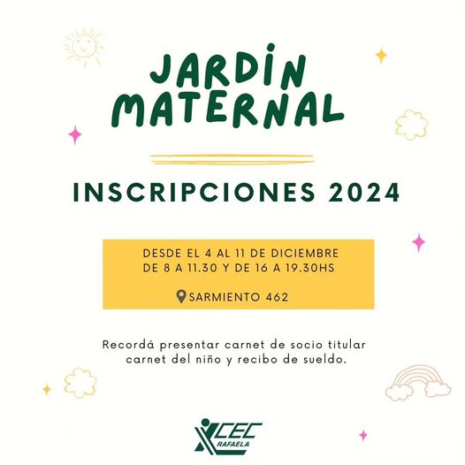 JARDÍN MATERNAL  | INSCRIPCIONES 2024