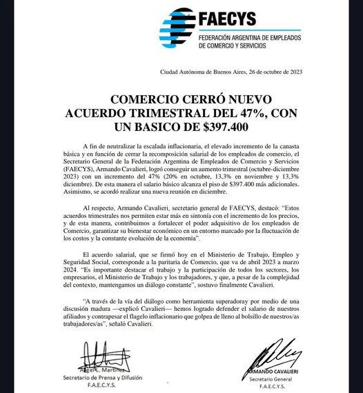 ¡Compartimos comunicado sobre paritarias!