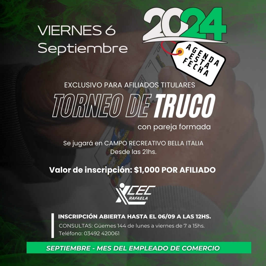 TORNEO DE TRUCO con parejas formadas