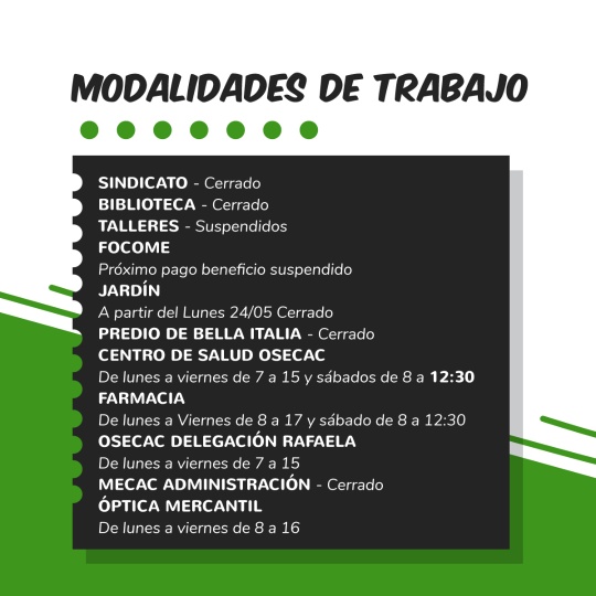 MODALIDAD DE TRABAJO Y HORARIOS.