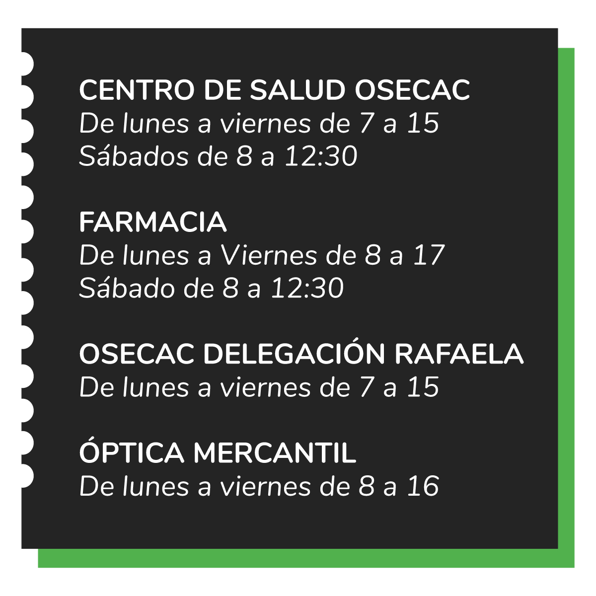 HORARIOS DE ATENCION 