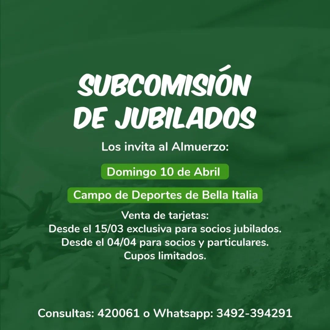 ¡Almuerzo de Jubilados!