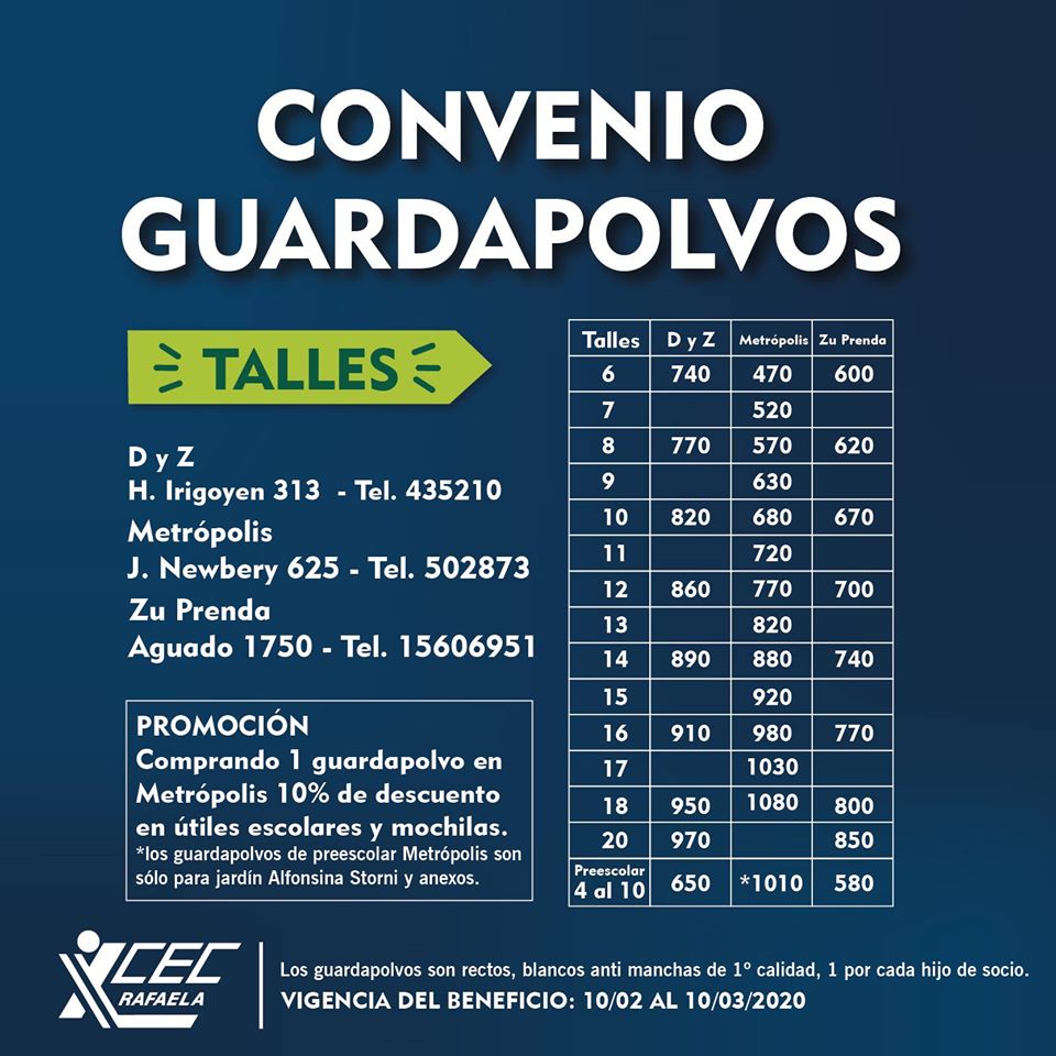 ¡CONVENIO GUARDAPOLVOS!