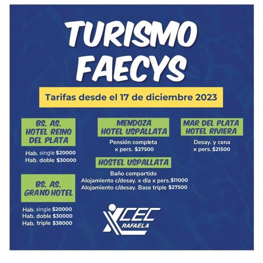 TARIFAS | HOTELES FAECYS