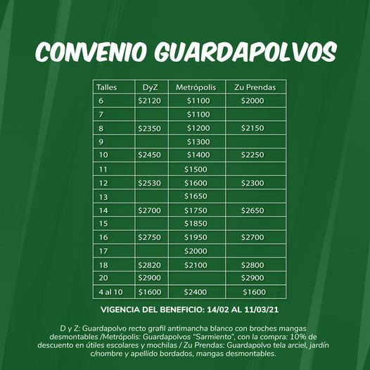 CONVENIO GUARDAPOLVOS