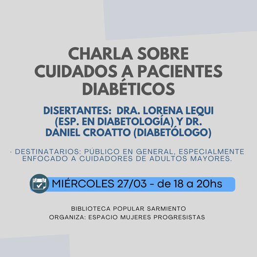 CHARLA SOBRE EL CUIDADO EN PACIENTES DIABÉTICOS