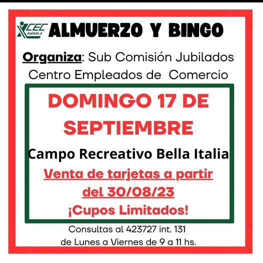 ¡ALMUERZO Y BINGO!