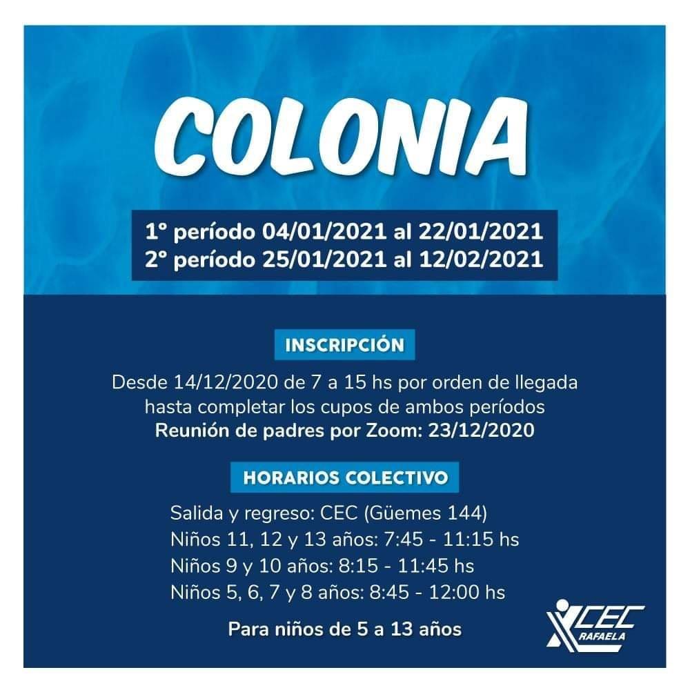 ATENCIÓN COLONIA, LUGARES DISPONIBLES