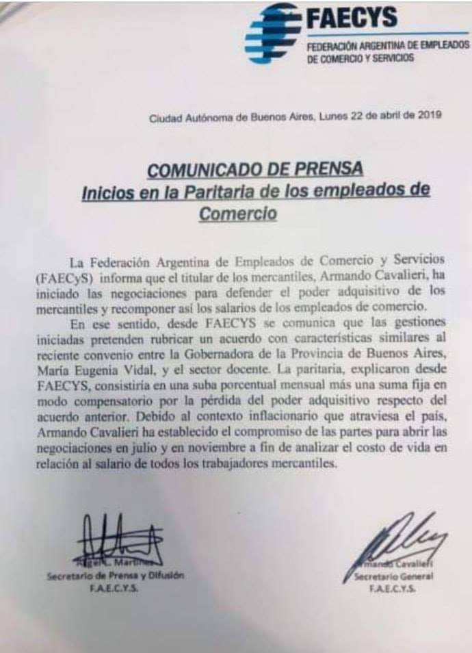 COMUNICADO DE PRENSA