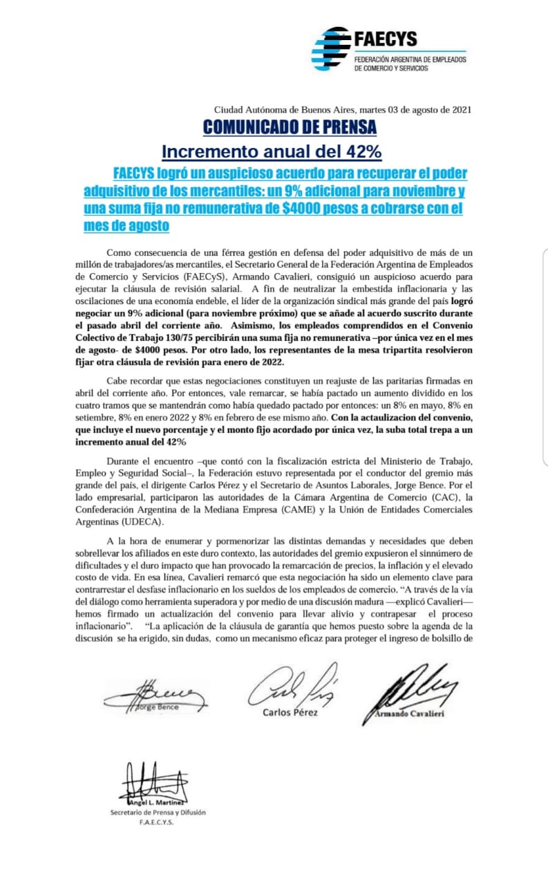 COMUNICADO DE PRENSA