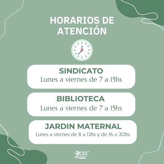 HORARIOS DE ATENCIÓN