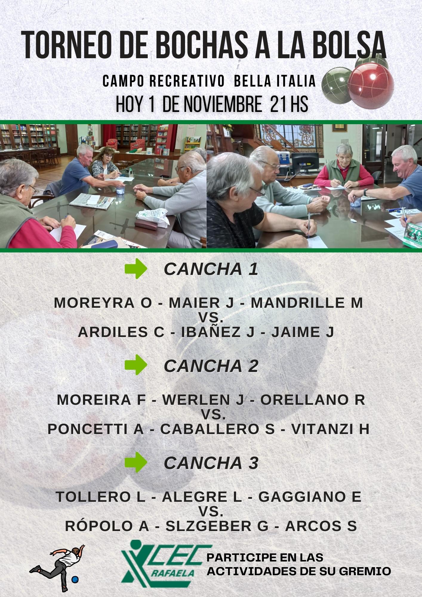 FIXTURE TORNEO DE BOCHAS A LA BOLSA