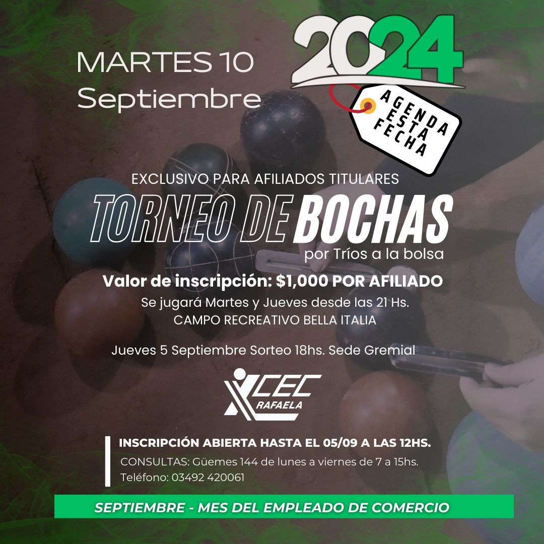 TORNEO DE BOCHAS por Tríos a la Bolsa