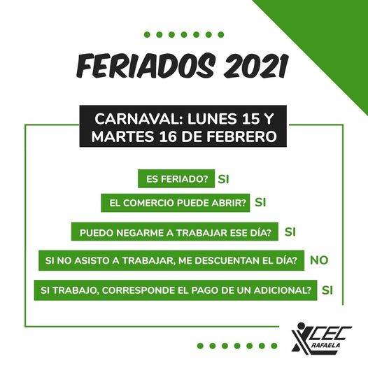 Información sobre los Feriados de Carnaval